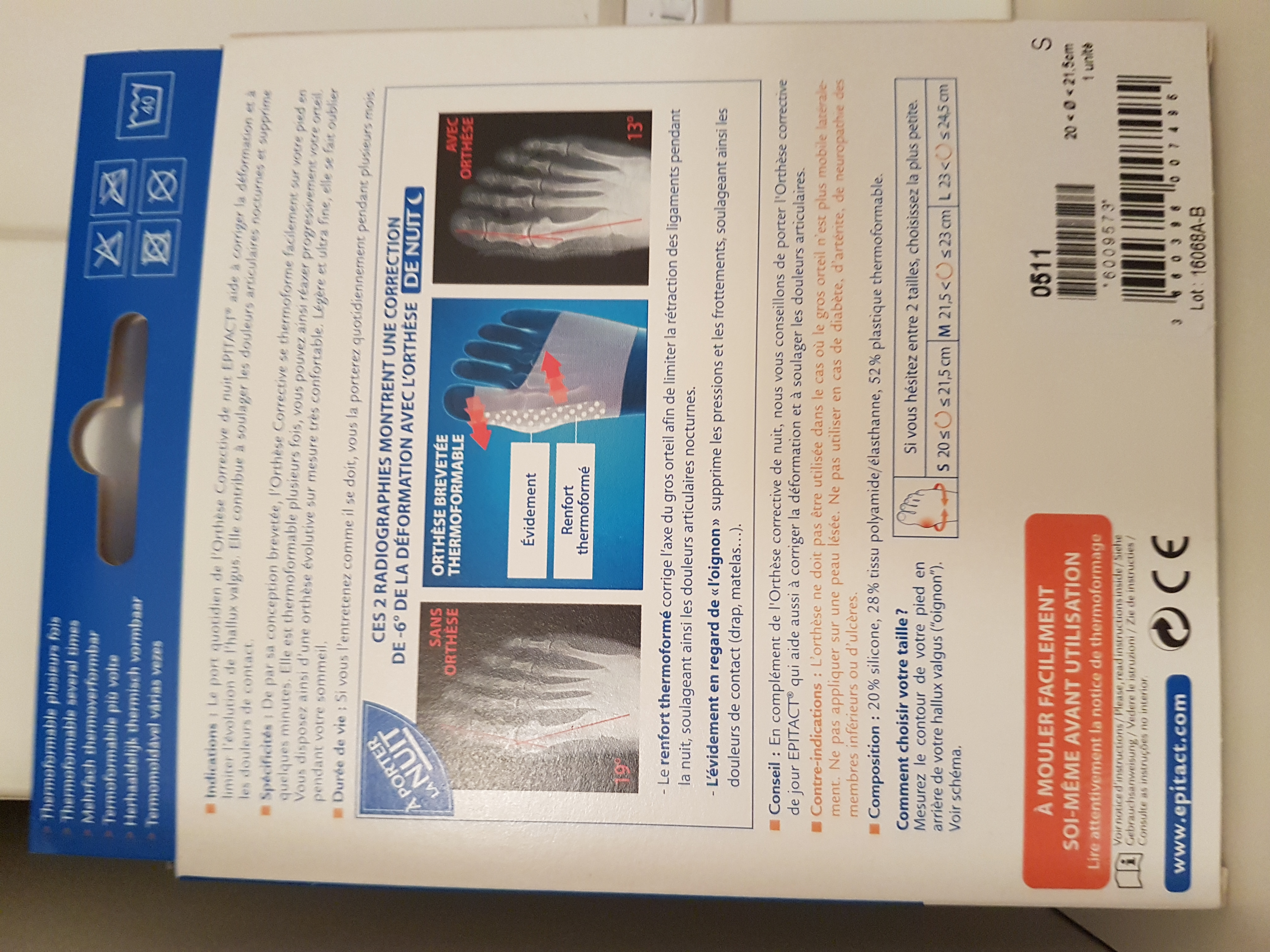 HALLUX VALGUS MONT orteza rigida corectiva de Noapte EPITACT FRANTA